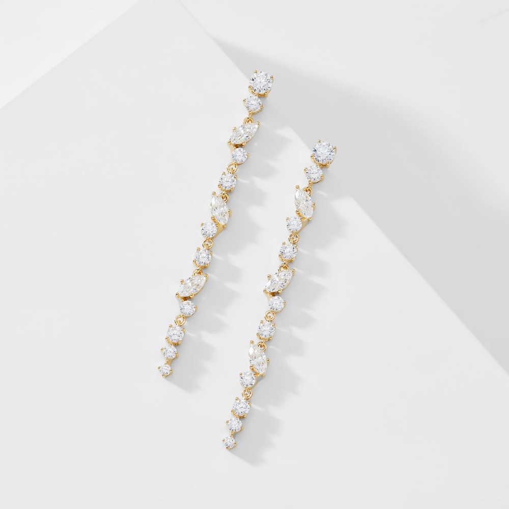 Nadri Gold Flutter Linear Drop Earrings
